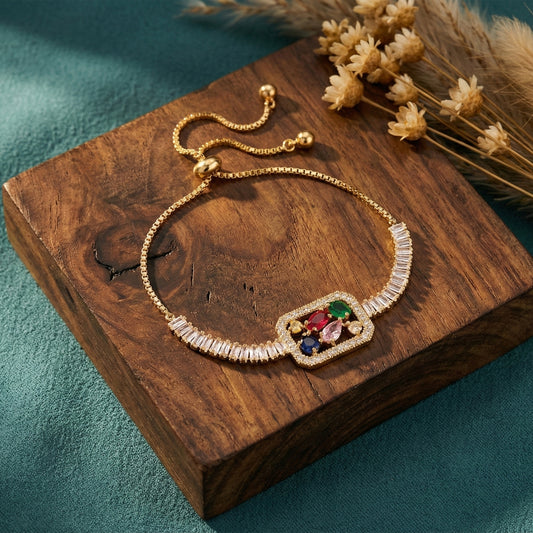 Opulent Multicolor Baguette Stone Bracelet