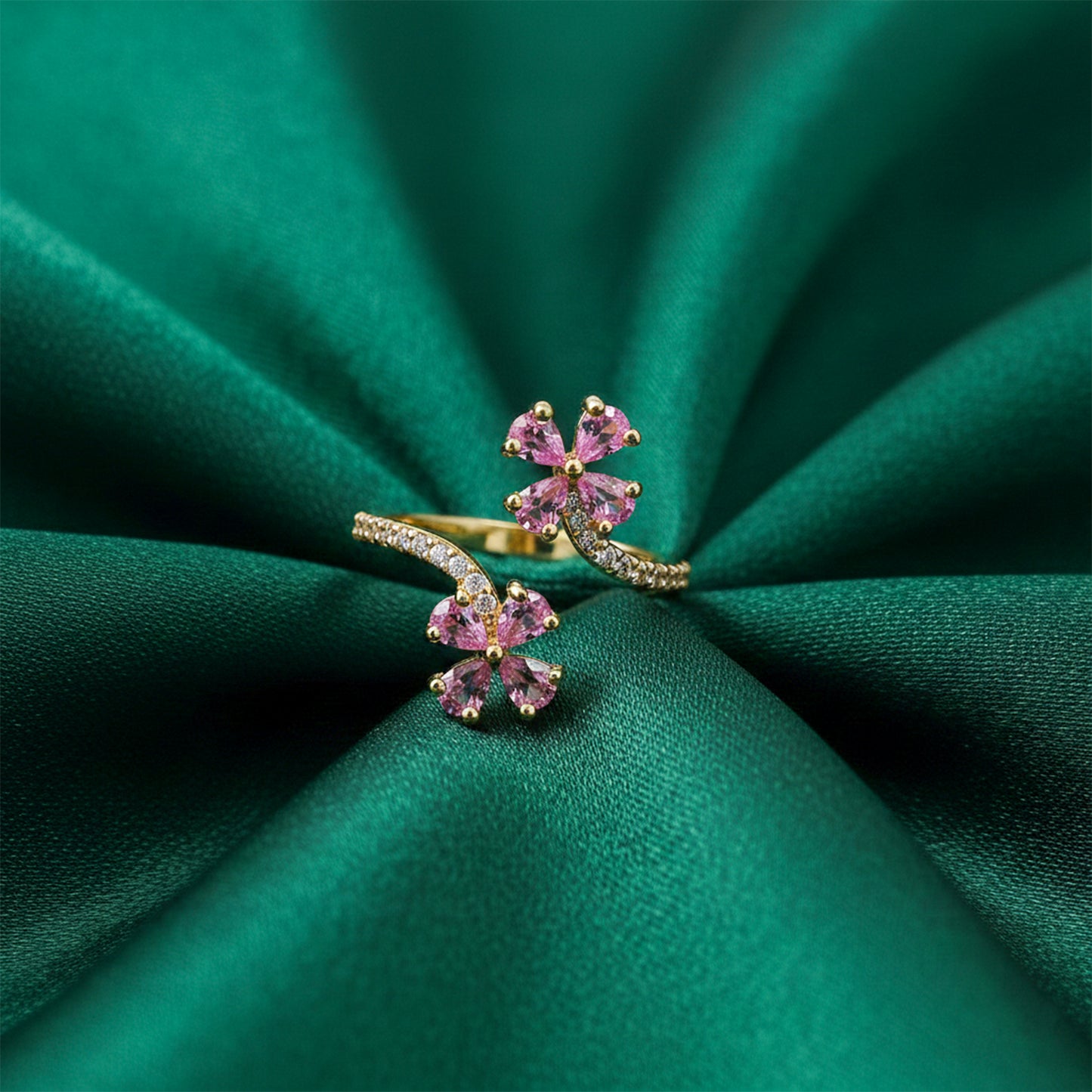 Rose Bloom Pink Adjustable Luxury Ring