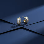 White Enamel Crystal Hoop Earrings