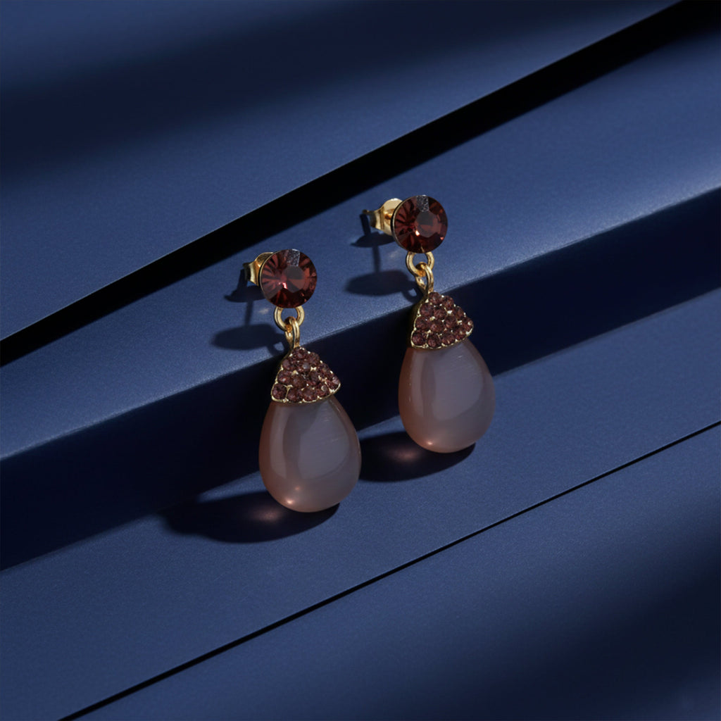 Elegant Mauve Pearl Drop Earrings