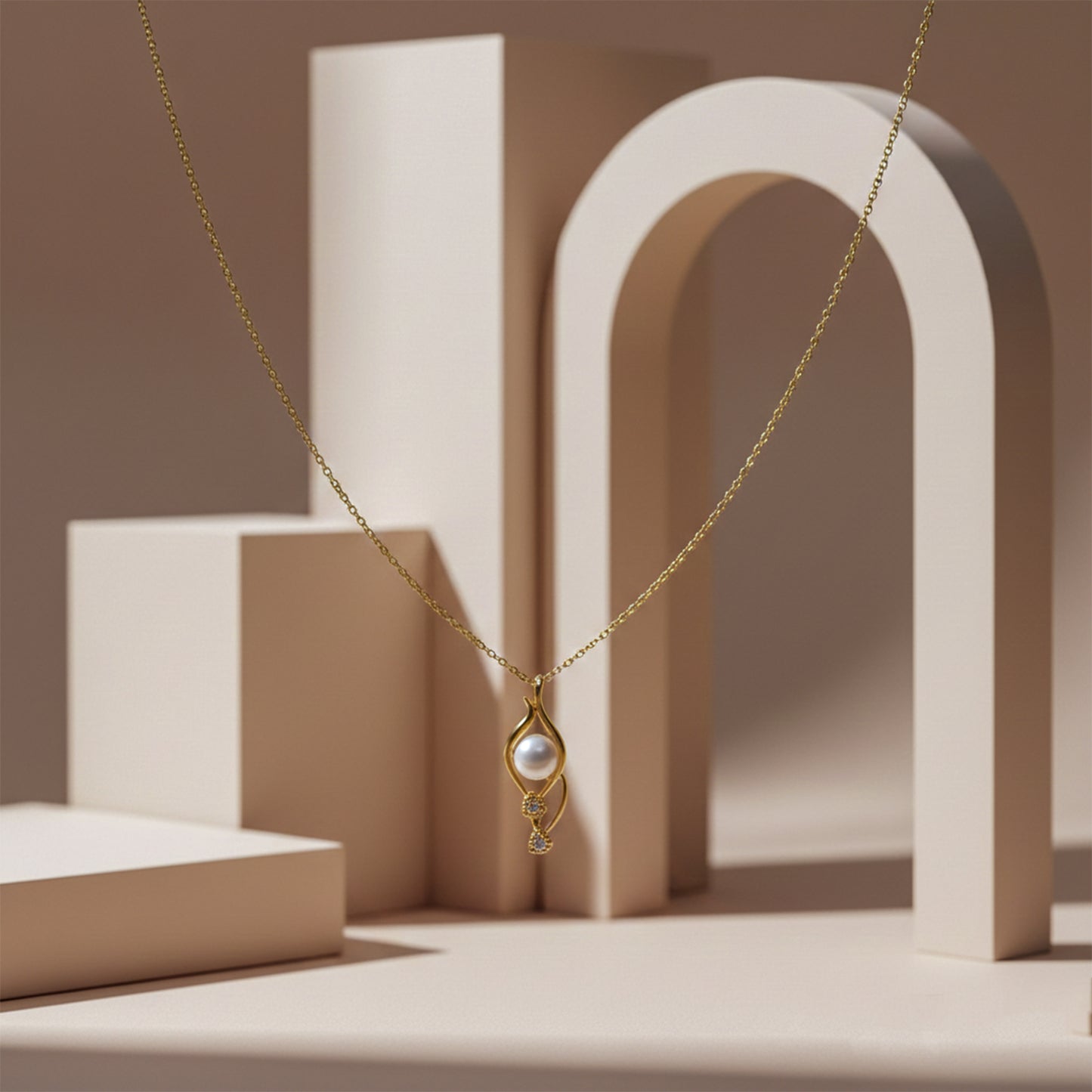 Minimal Gold Pearl Drop Pendant Necklace