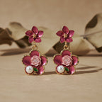 Rose Charm Pearl Drops Earrings