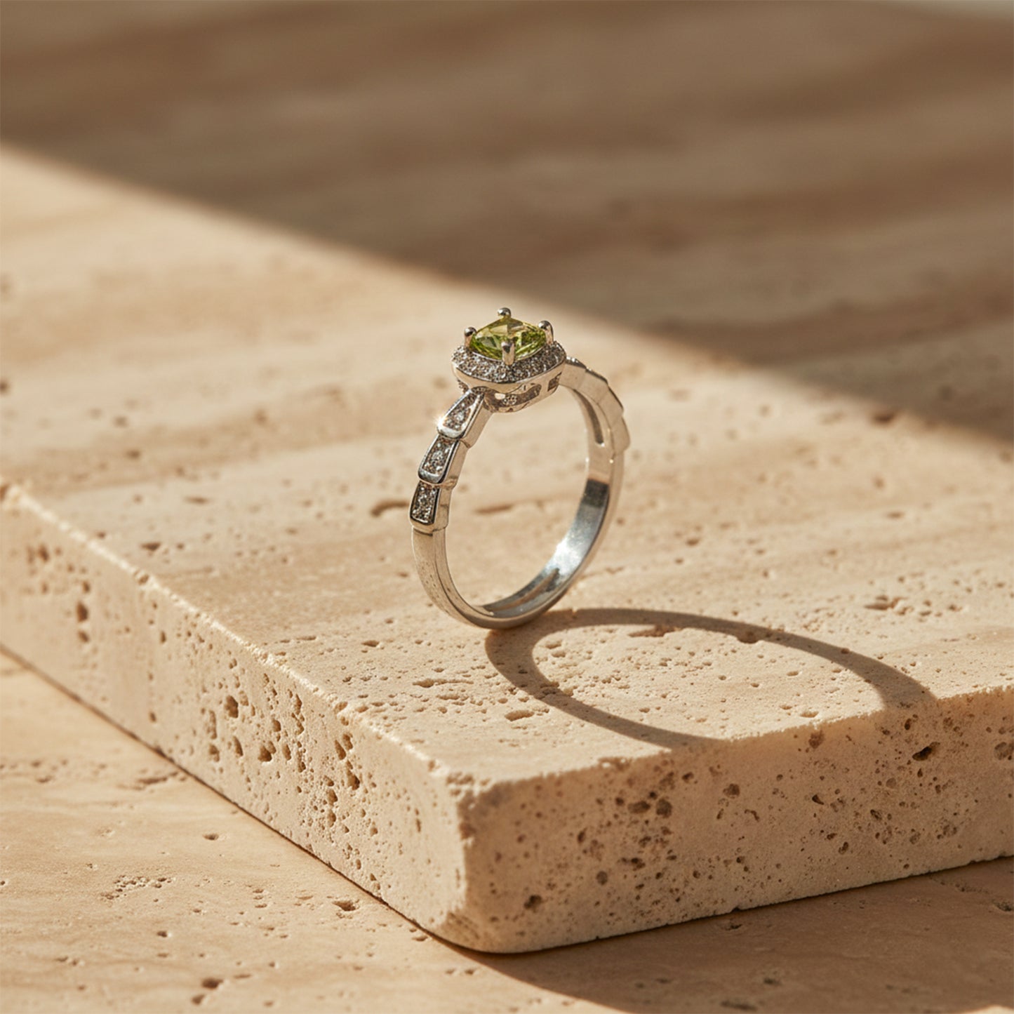 Elite Green Gemstone Halo Ring