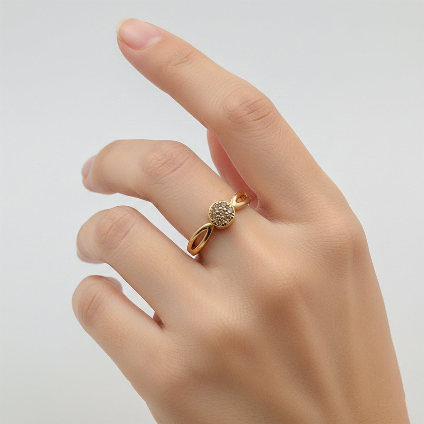 Royal Halo Crystal Gold Ring