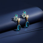 Teal Blossom Drop Earrings