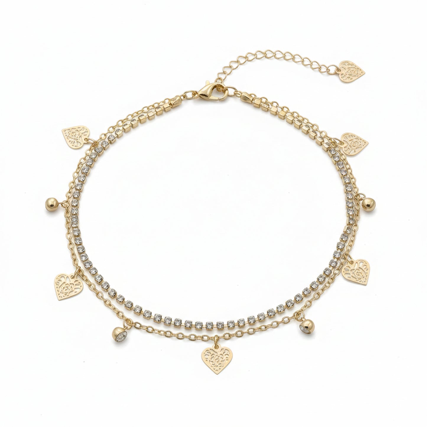 Elite Sparkling Heart Anklet
