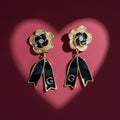 Noir Bloom Luxe Ribbon Drop Earrings