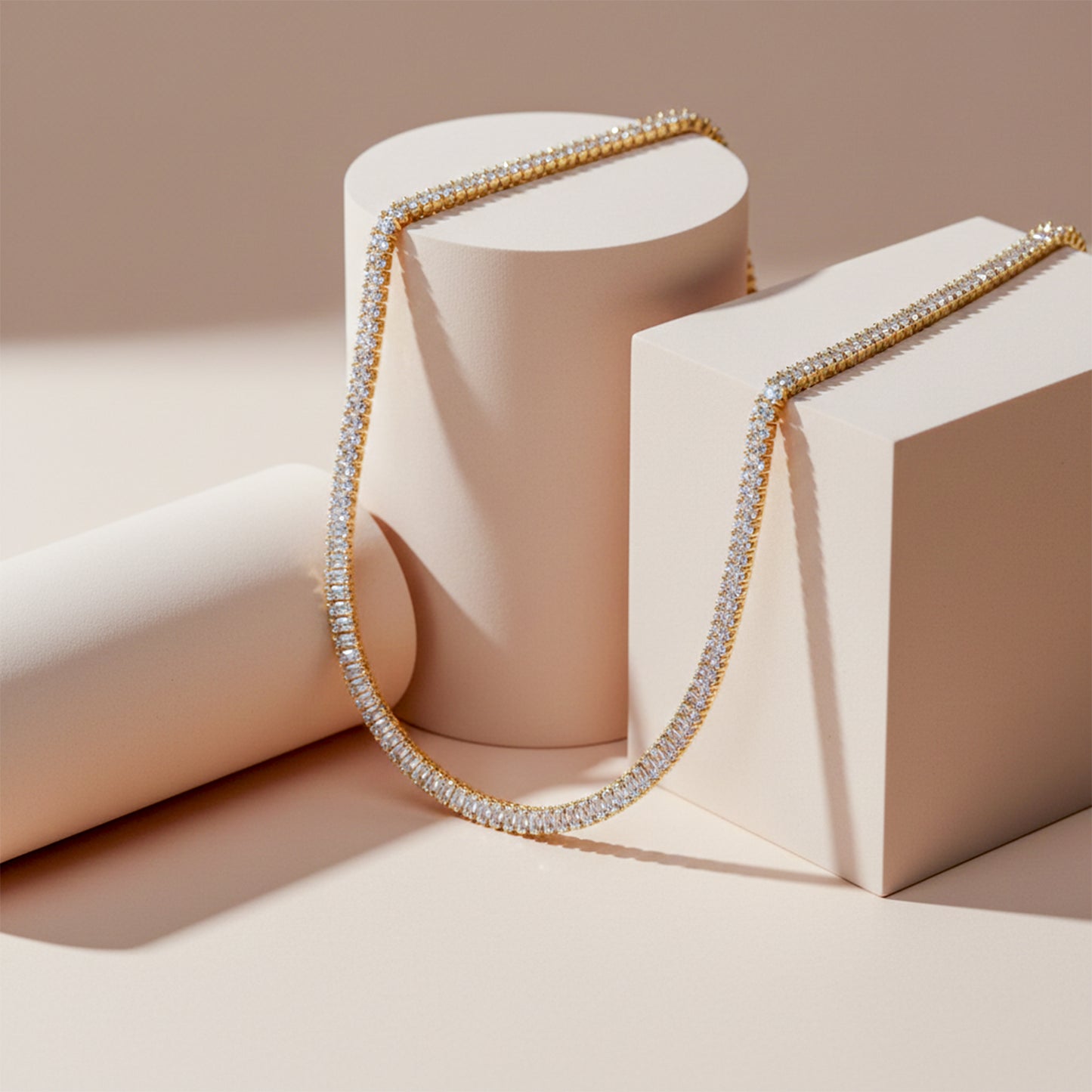 Golden Sparkle Tennis Chain Necklace