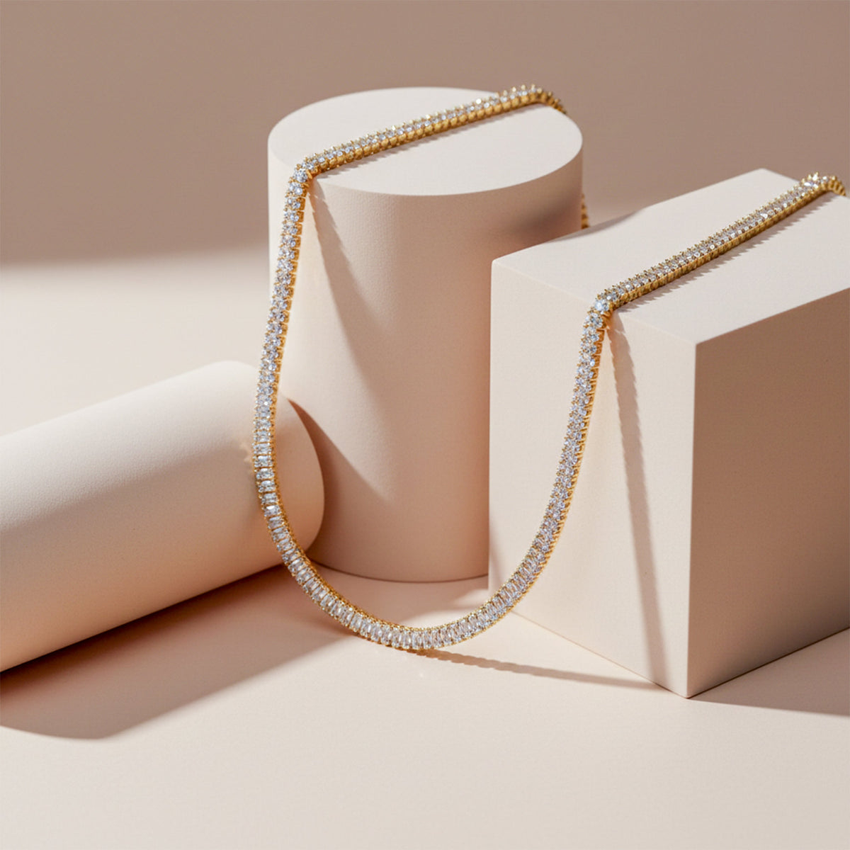 Golden Sparkle Tennis Chain Necklace