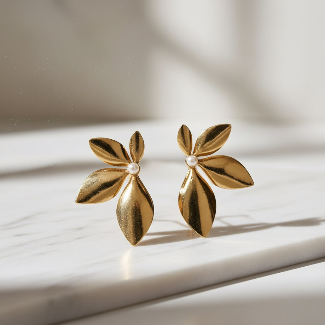 Gold Flower Earrings