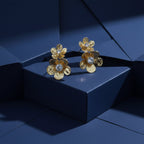 Golden Flower Crystal Studs Earrings