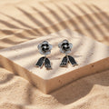 Black Enamel Blossom Drop Earrings