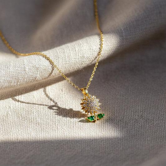 Sunflower Gold Pendant Necklace