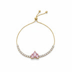 Pink Heart Diamond Tennis Bracelet