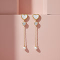 Ivory Luxe Heart Pearl Drop Earrings