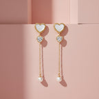 Ivory Luxe Heart Pearl Drop Earrings