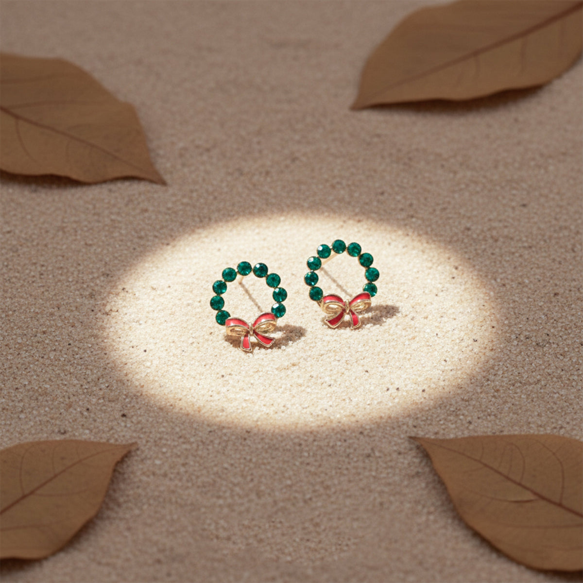 Elite Green Stone Bow Loop Earrings