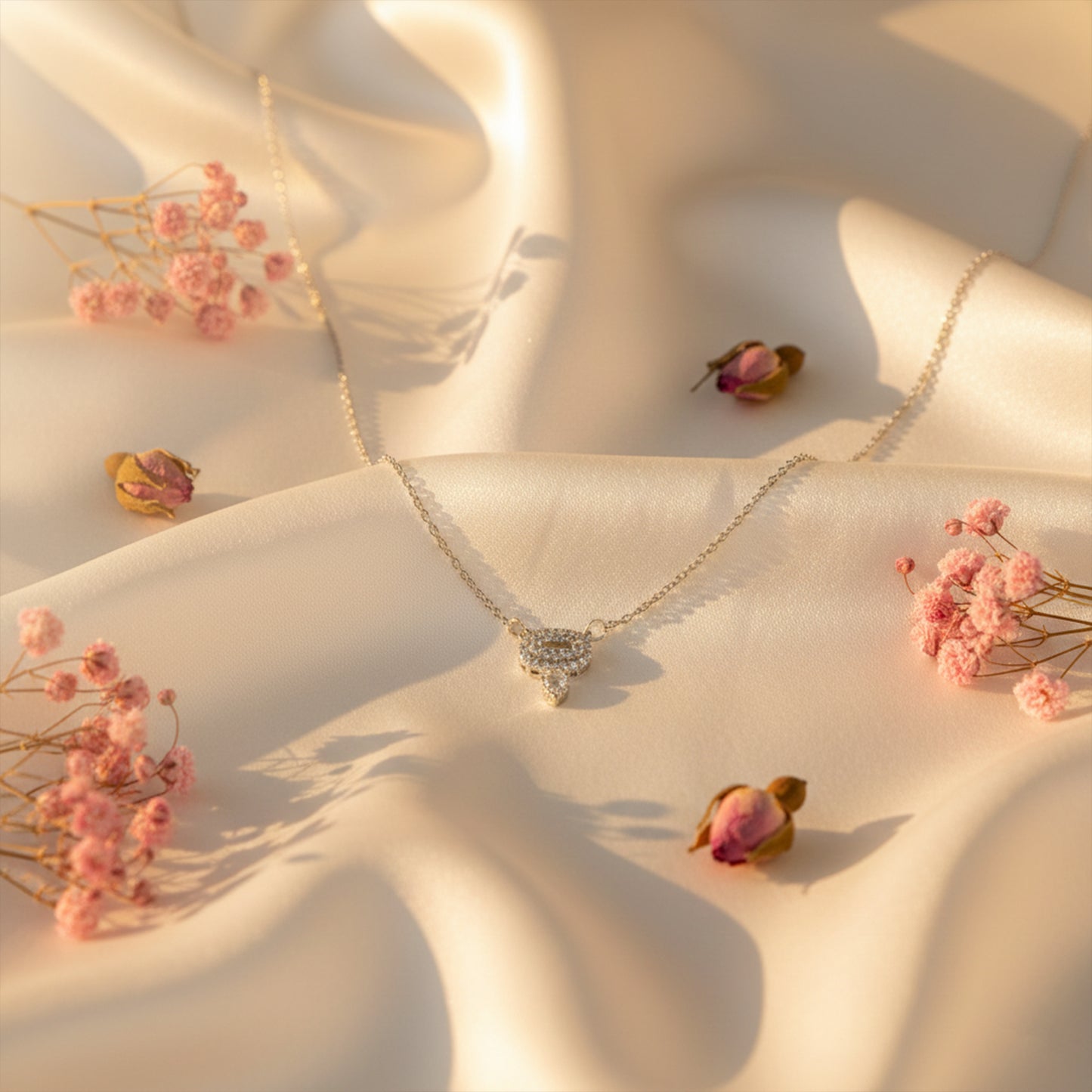 Luxury Halo Diamond Silver Necklace