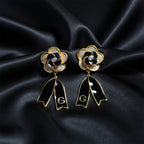 Noir Bloom Luxe Ribbon Drop Earrings