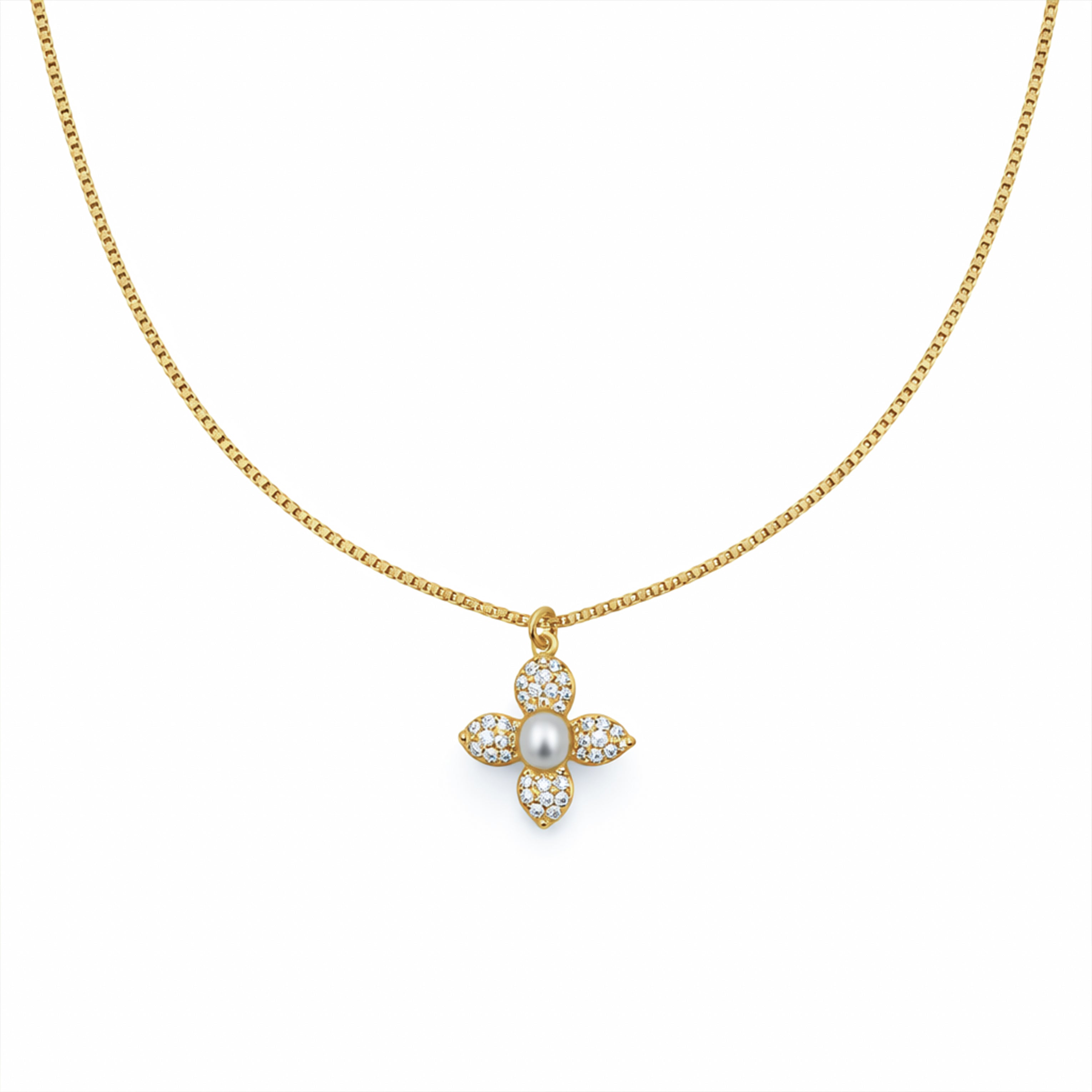 Classic Gold Pearl Blossom Necklace