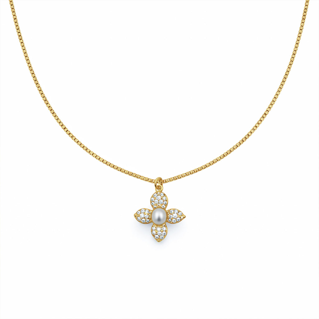 Classic Gold Pearl Blossom Necklace