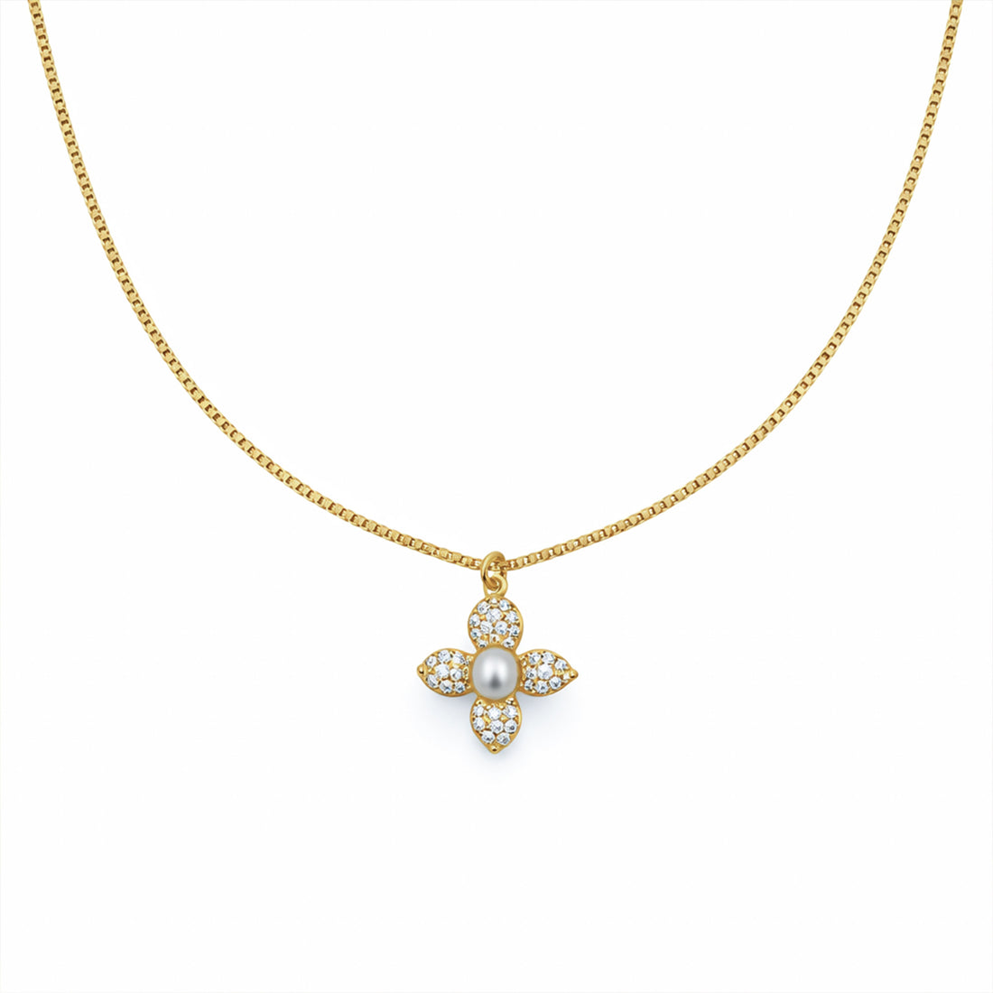 Classic Gold Pearl Blossom Necklace