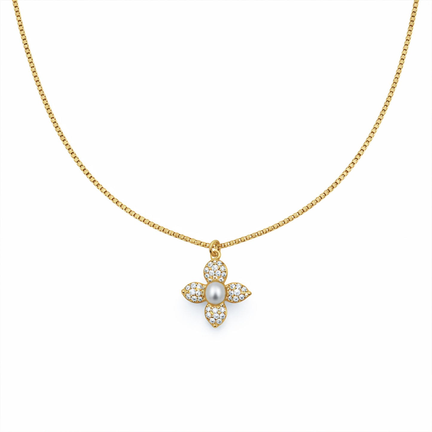 Classic Gold Pearl Blossom Necklace