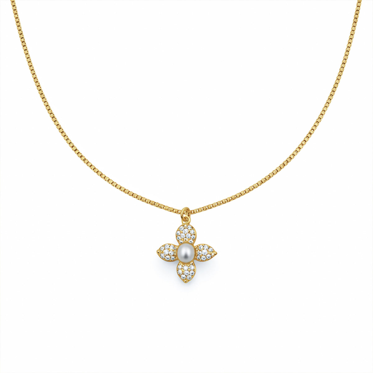 Classic Gold Pearl Blossom Necklace