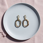 Tri-Tone Layered Oval Statement Earrings