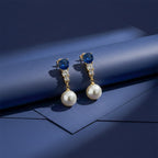 Blue Crystal Pearl Earrings