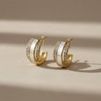 White Enamel Crystal Hoop Earrings