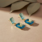 Blue Crystal Butterfly Drop Earrings