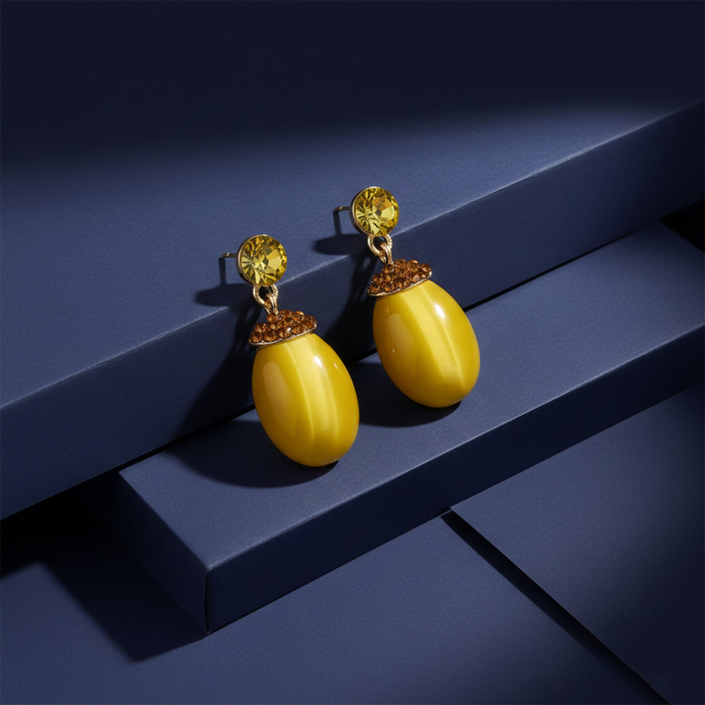 Sunlit Elegance Cat Eye Earrings