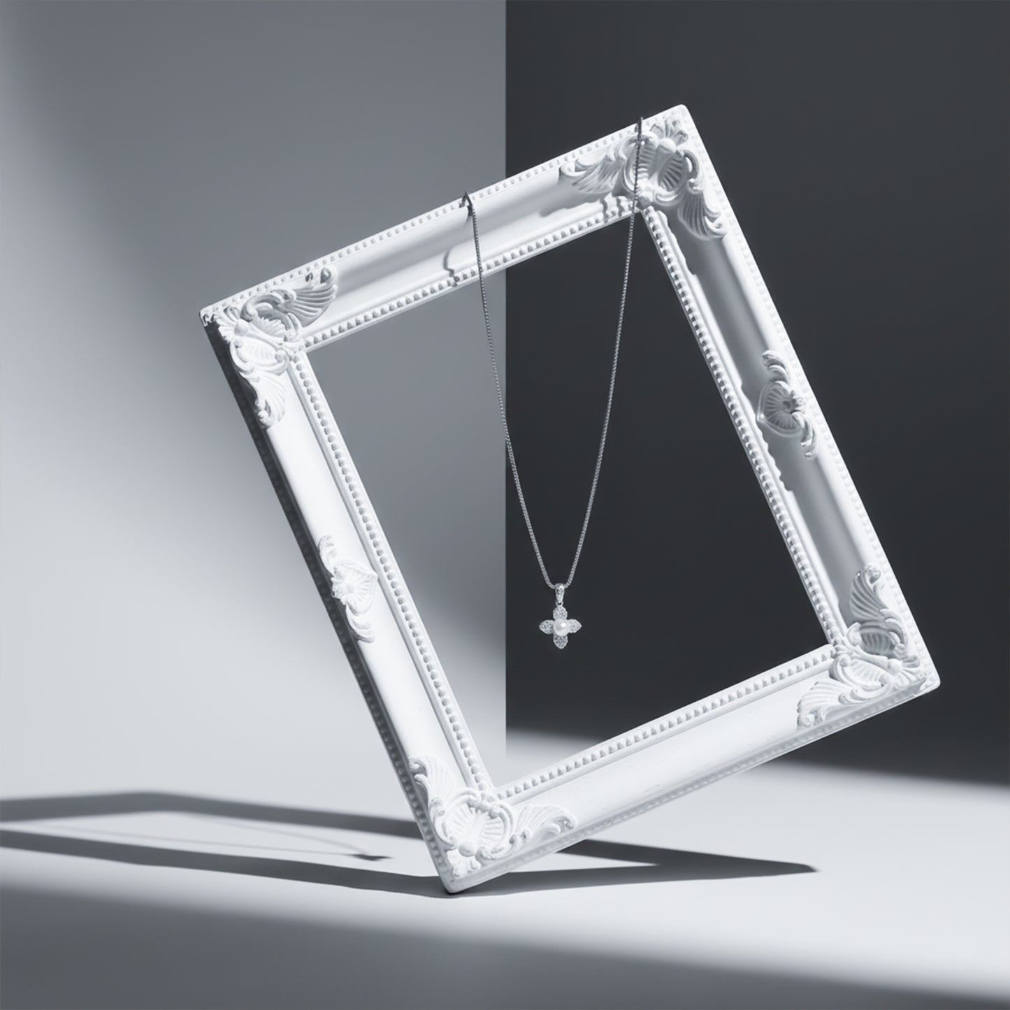 Timeless Pearl & Crystal Petal Necklace