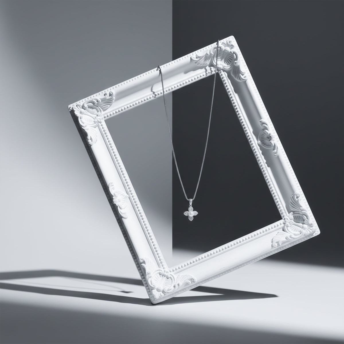 Timeless Pearl & Crystal Petal Necklace