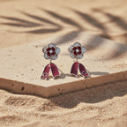 Scarlet Bloom Diamond Drop Earrings