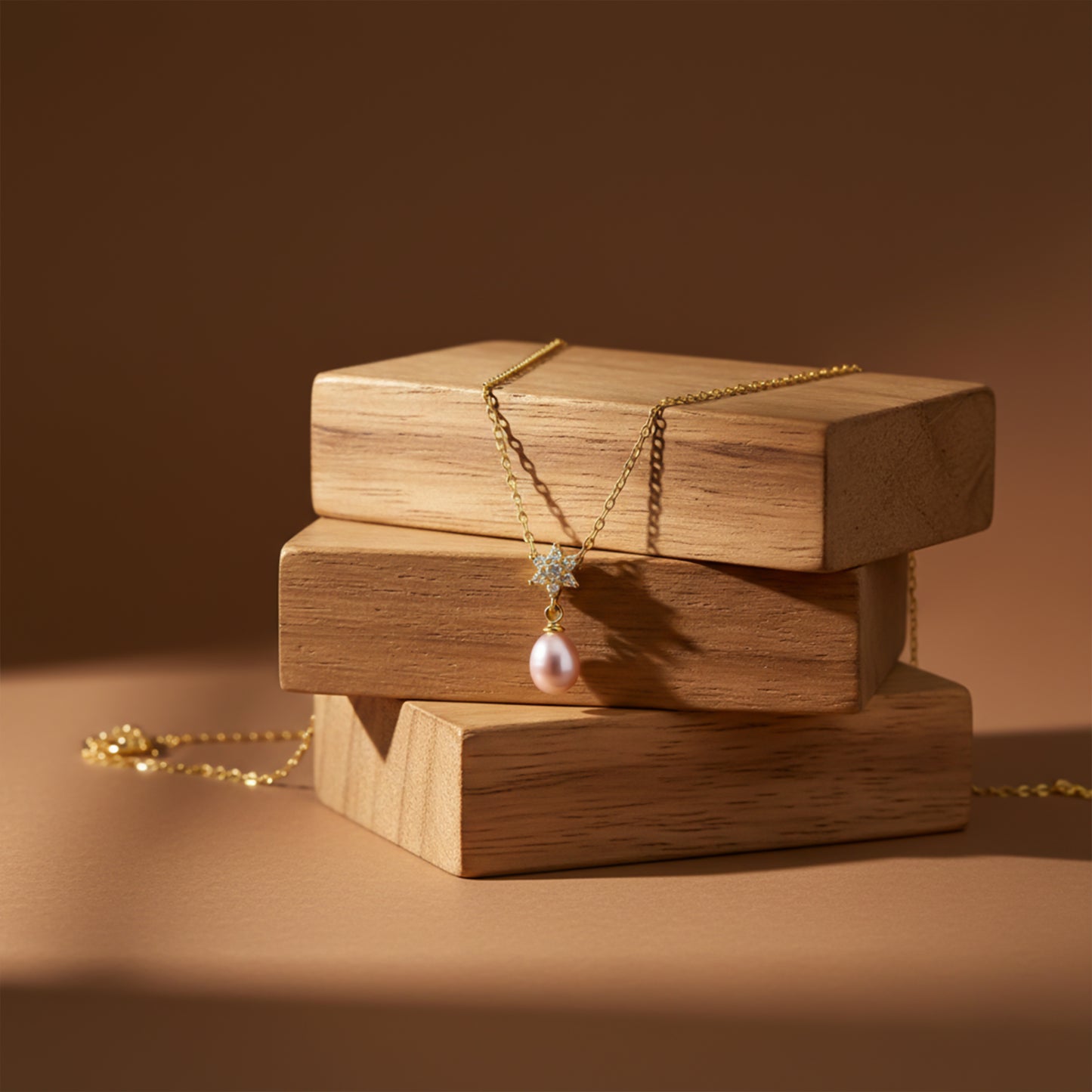 Floral Pink Pearl Drop Pendant Necklace