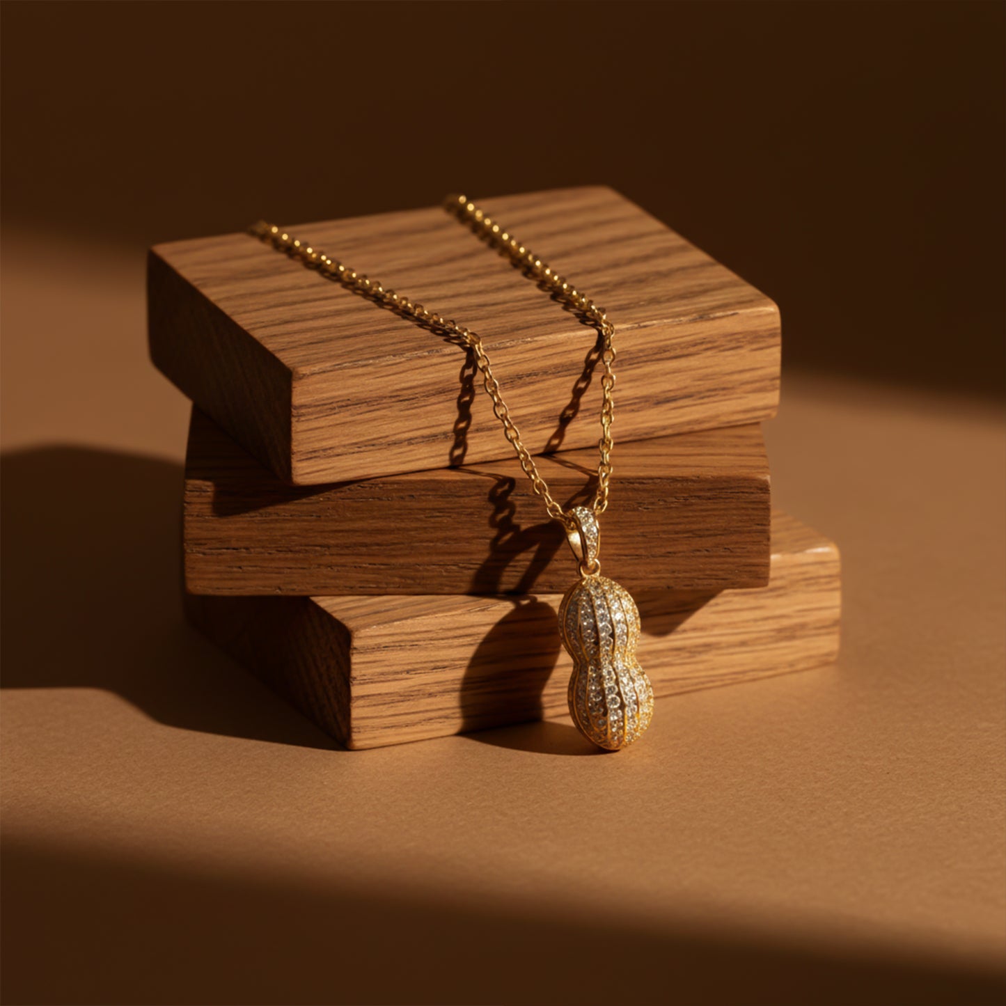 Golden Peanut Pearl Pendant Necklace