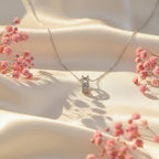 Elegant Silver Double Hoop Diamond Pendant Necklace