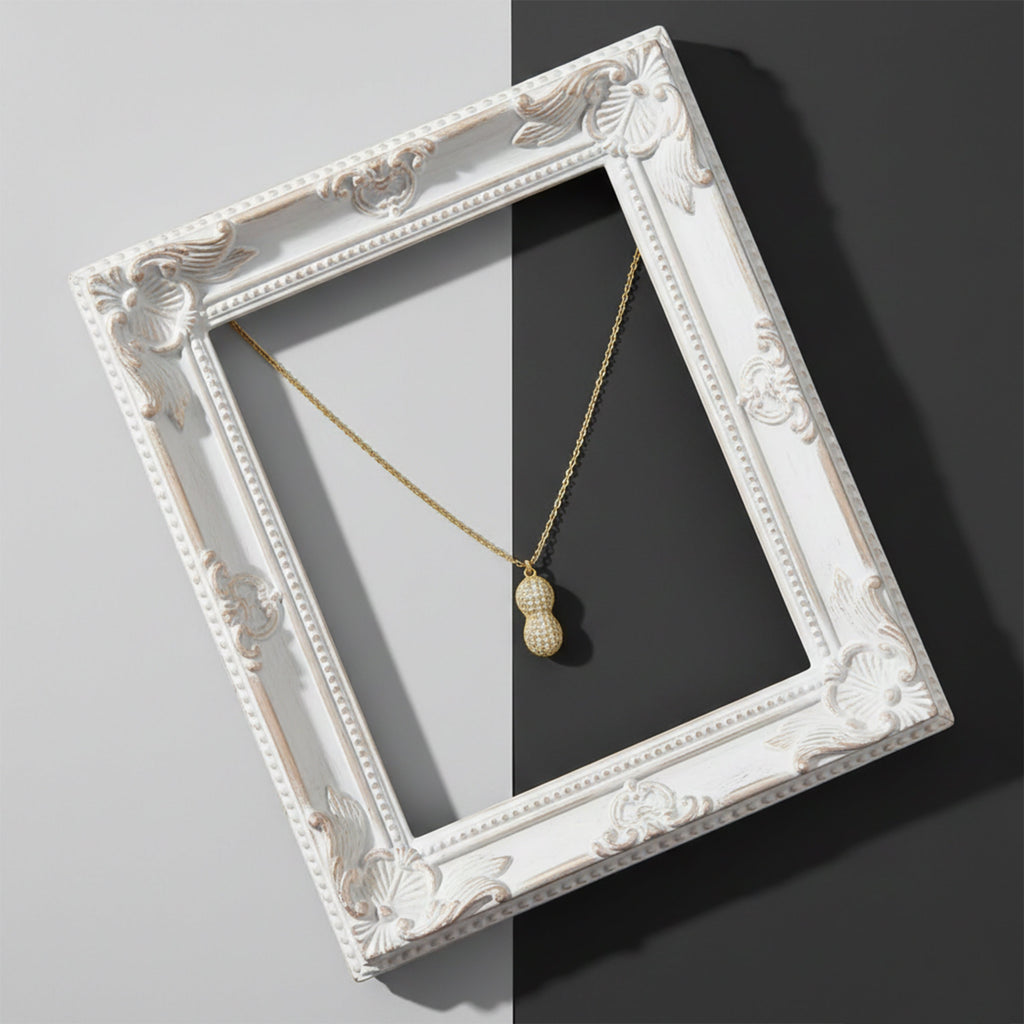 Golden Peanut Pearl Pendant Necklace