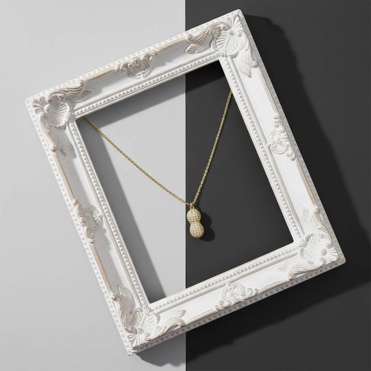 Golden Peanut Pearl Pendant Necklace