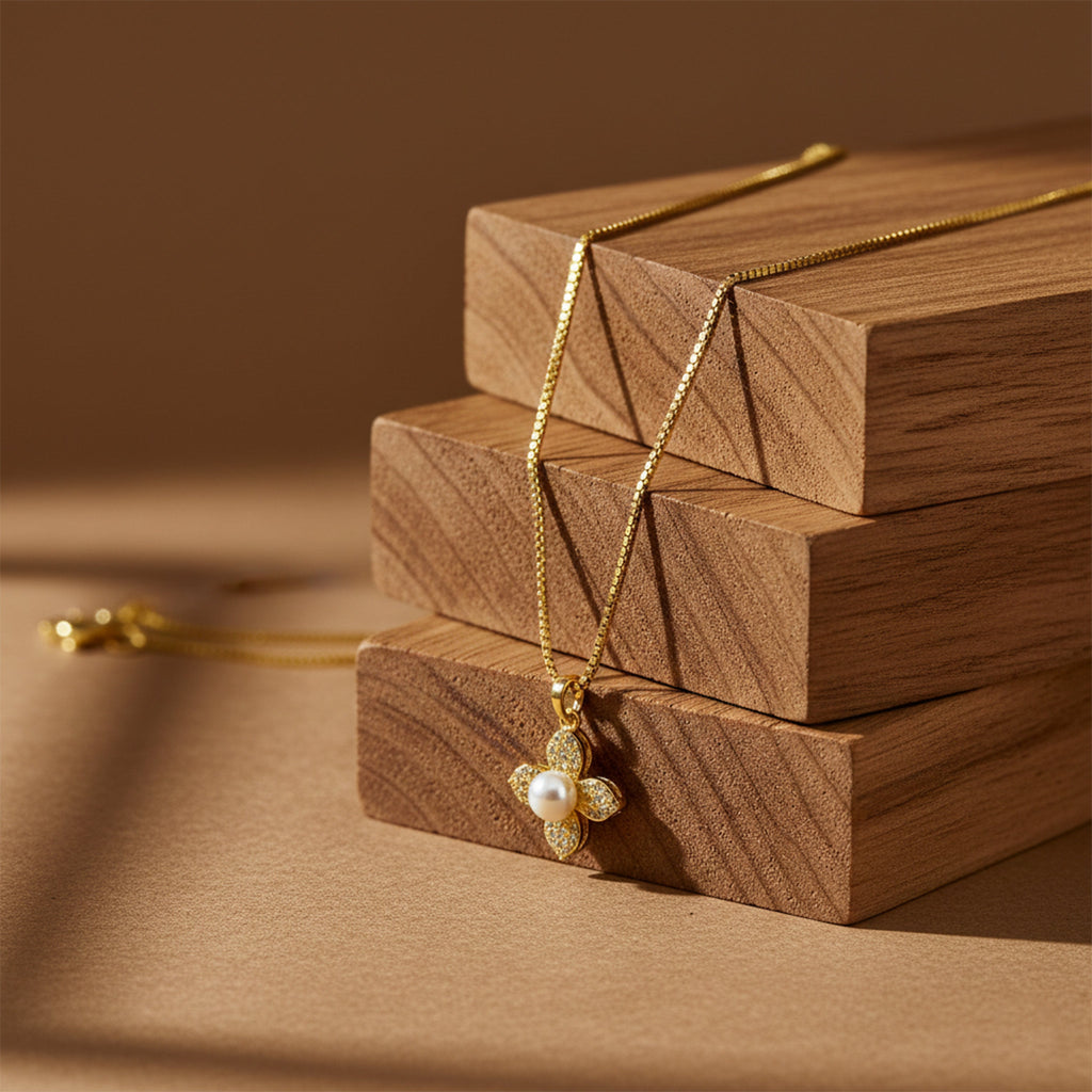 Classic Gold Pearl Blossom Necklace