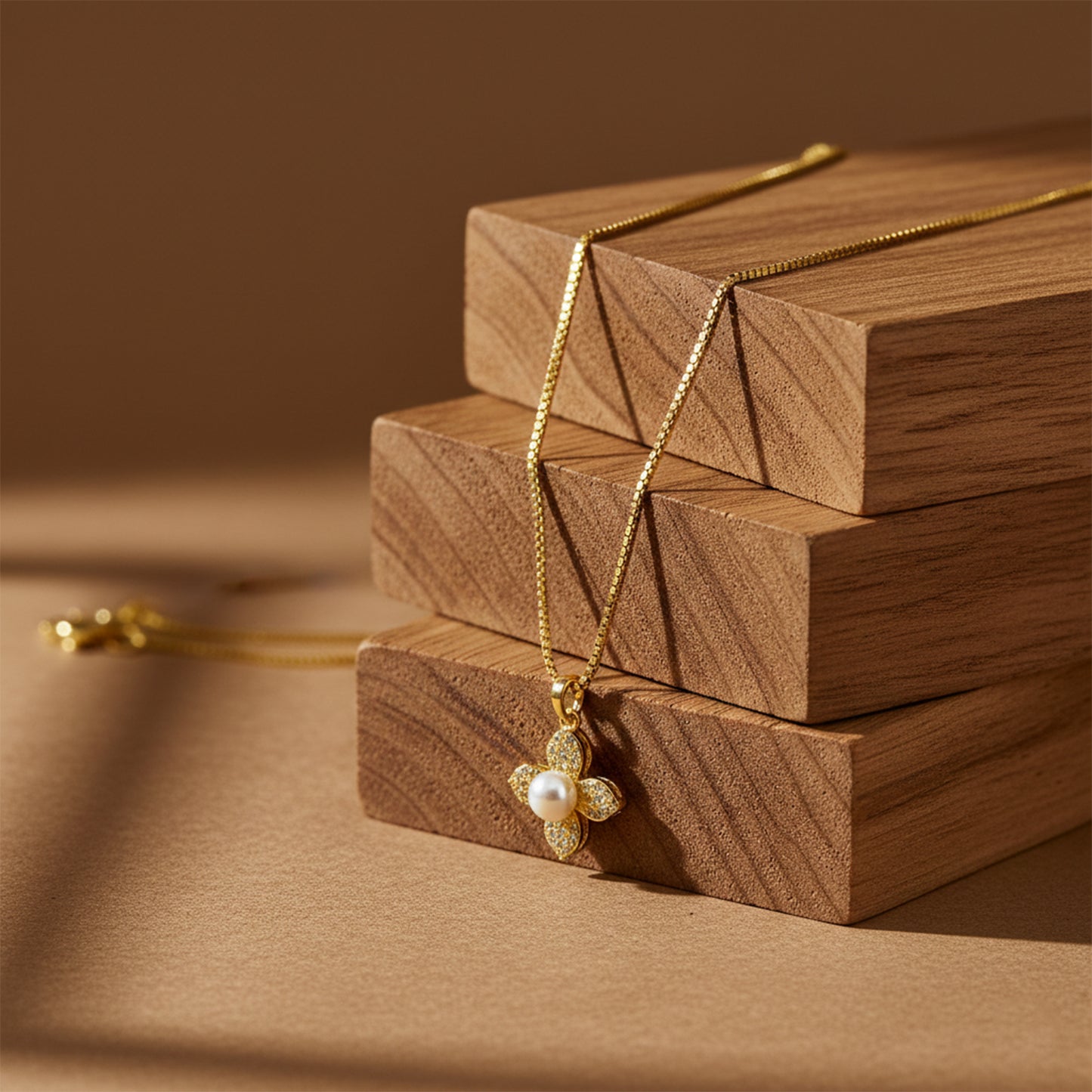 Classic Gold Pearl Blossom Necklace