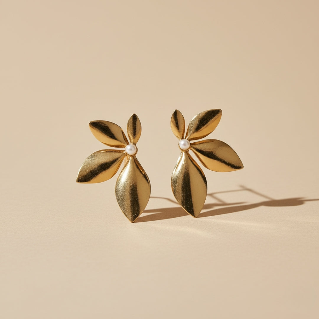 Gold Flower Earrings