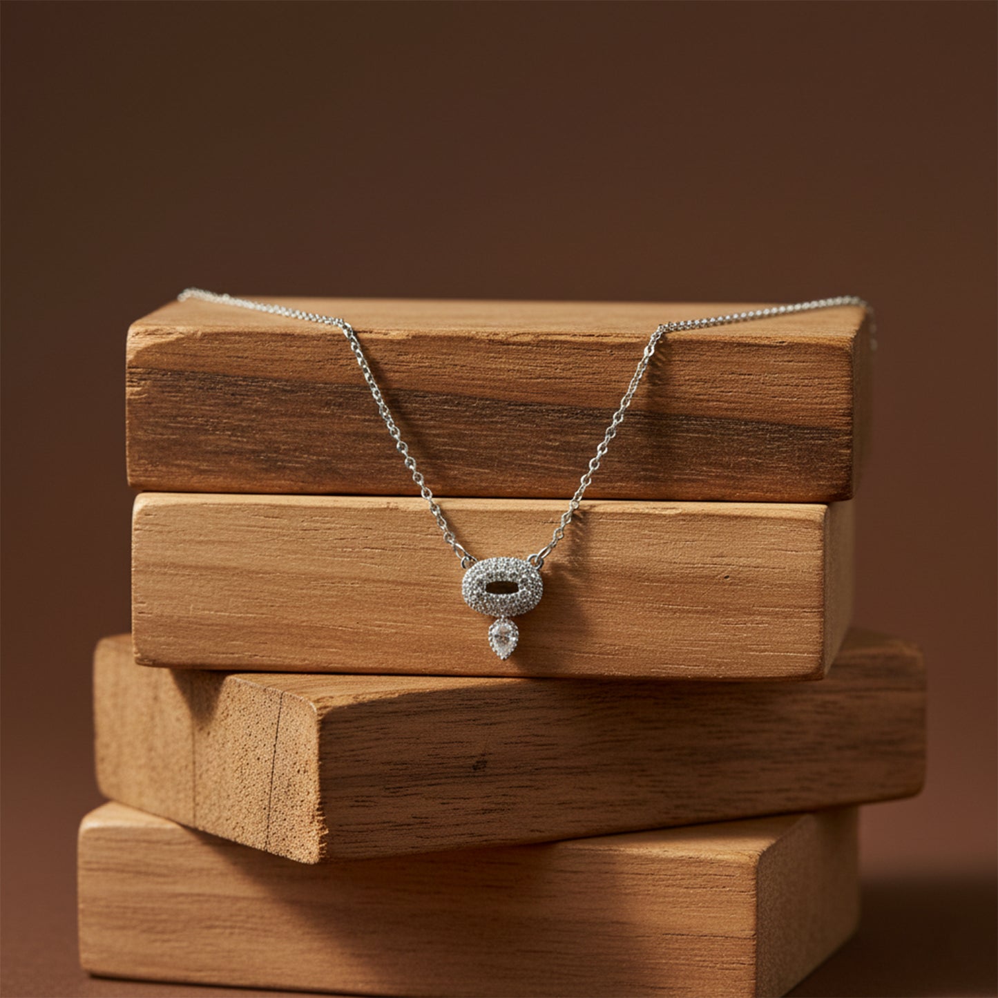 Luxury Halo Diamond Silver Necklace