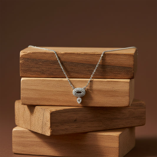 Luxury Halo Diamond Silver Necklace