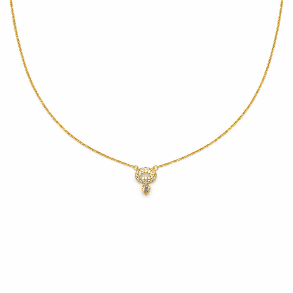 Luxury Halo Diamond Gold Necklace
