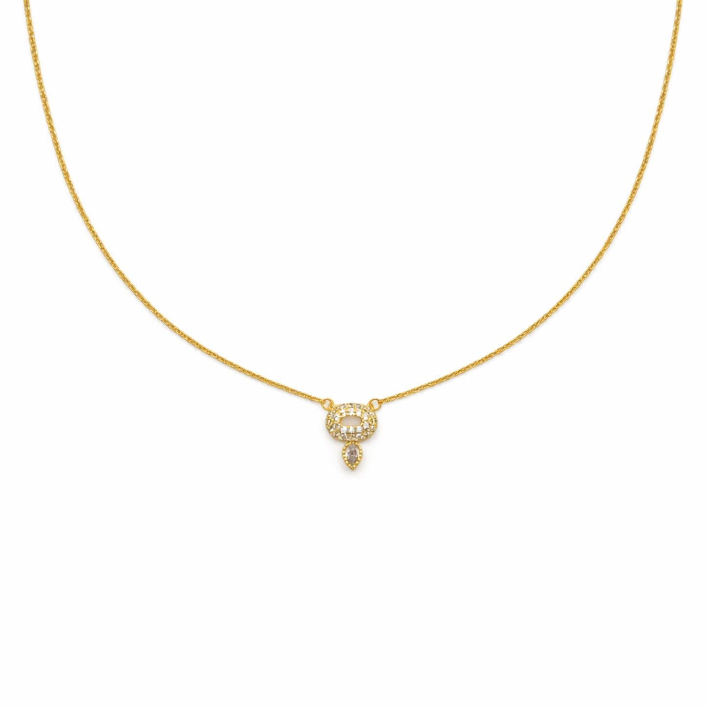 Luxury Halo Diamond Gold Necklace