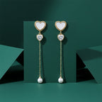 Ivory Luxe Heart Pearl Drop Earrings