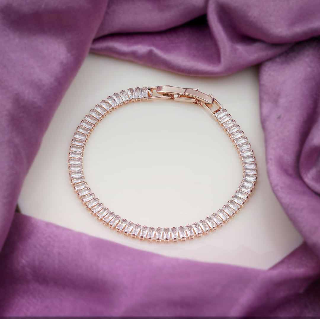 Opulenza Rose Gold Baguette Bracelet